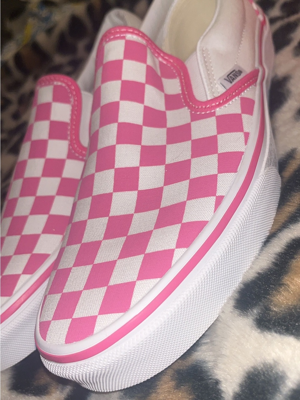 Vans Fuchsia & White Checkerboard Slip-On Sneakers - Picture 2 of 5